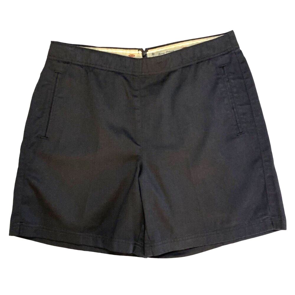 TOMMY BAHAMA Black Relaxed Fit Shorts Tencel & Cotton Back Zipper 6" Inseam